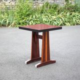 Vintage formica bistro table, wooden base side table