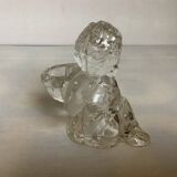 Trio of frosted molded glass angel candle holders