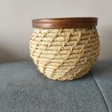 Wicker pot cache and wood