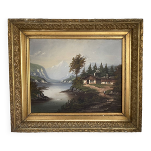 Ancien Tableau Peinture - ecole