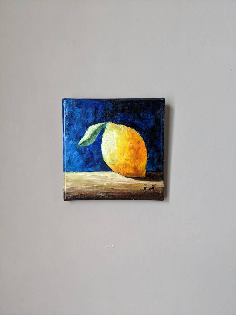Oil painting on canvas still life lemon country decoration