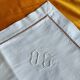 Pair of old linen & cotton pillowcases - AC monogram - never used