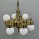 Lustre en laiton Art Déco tchèque avec positions de bras doubles, années 1930