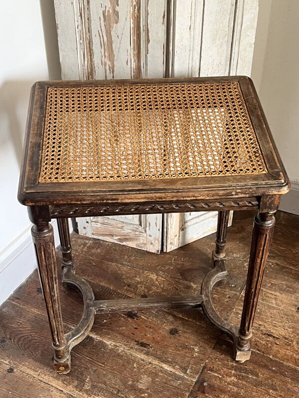 Ancien tabouret de piano, bois et cannage - Style Louis XVI, fin XIXe siècl