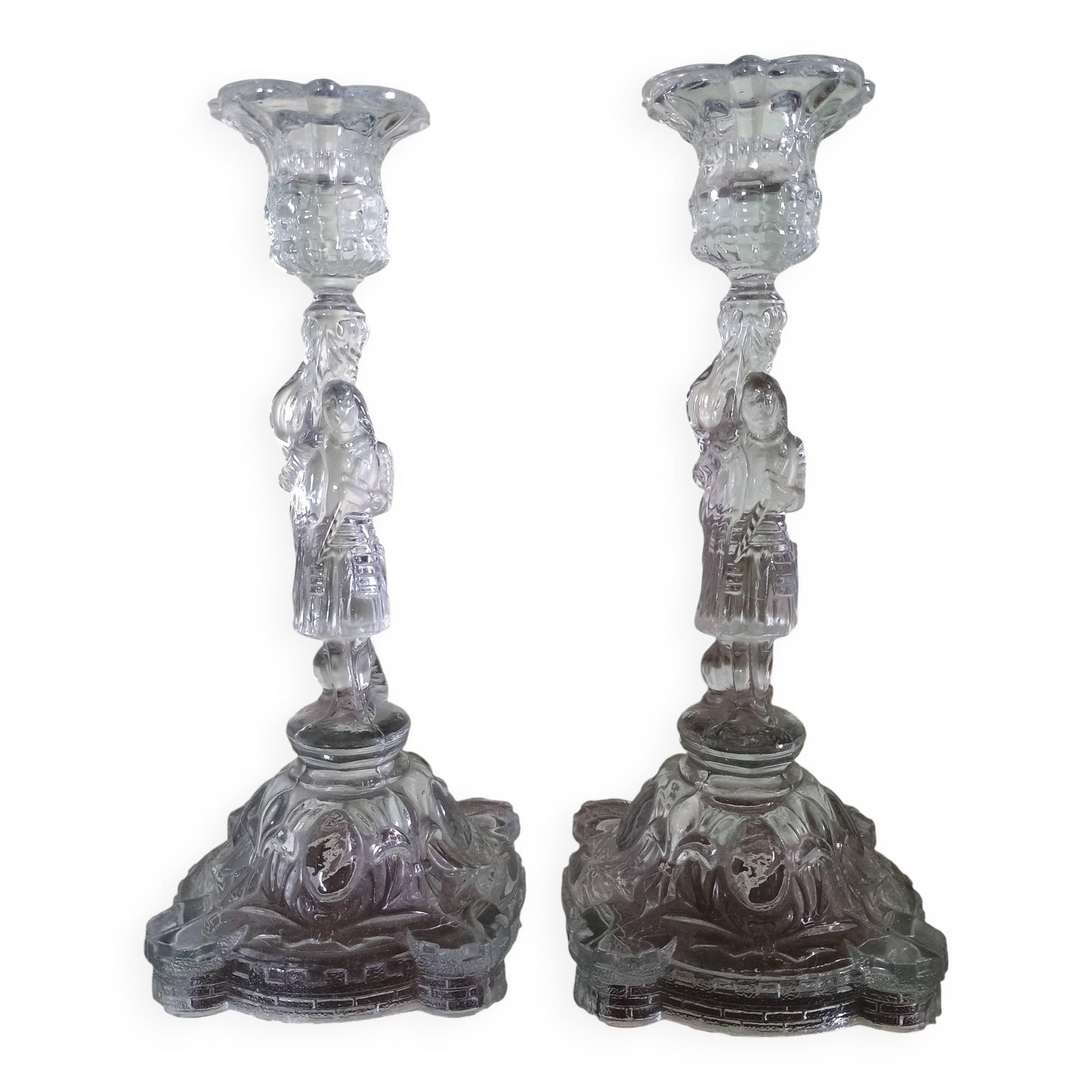 Fake pair - Joan of Arc warrior candlestick - Lily - Portieux glass