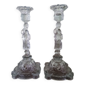 Fausse paire - Chandelier Jeanne d'Arc guerrière - Lys  - Verre Portieux