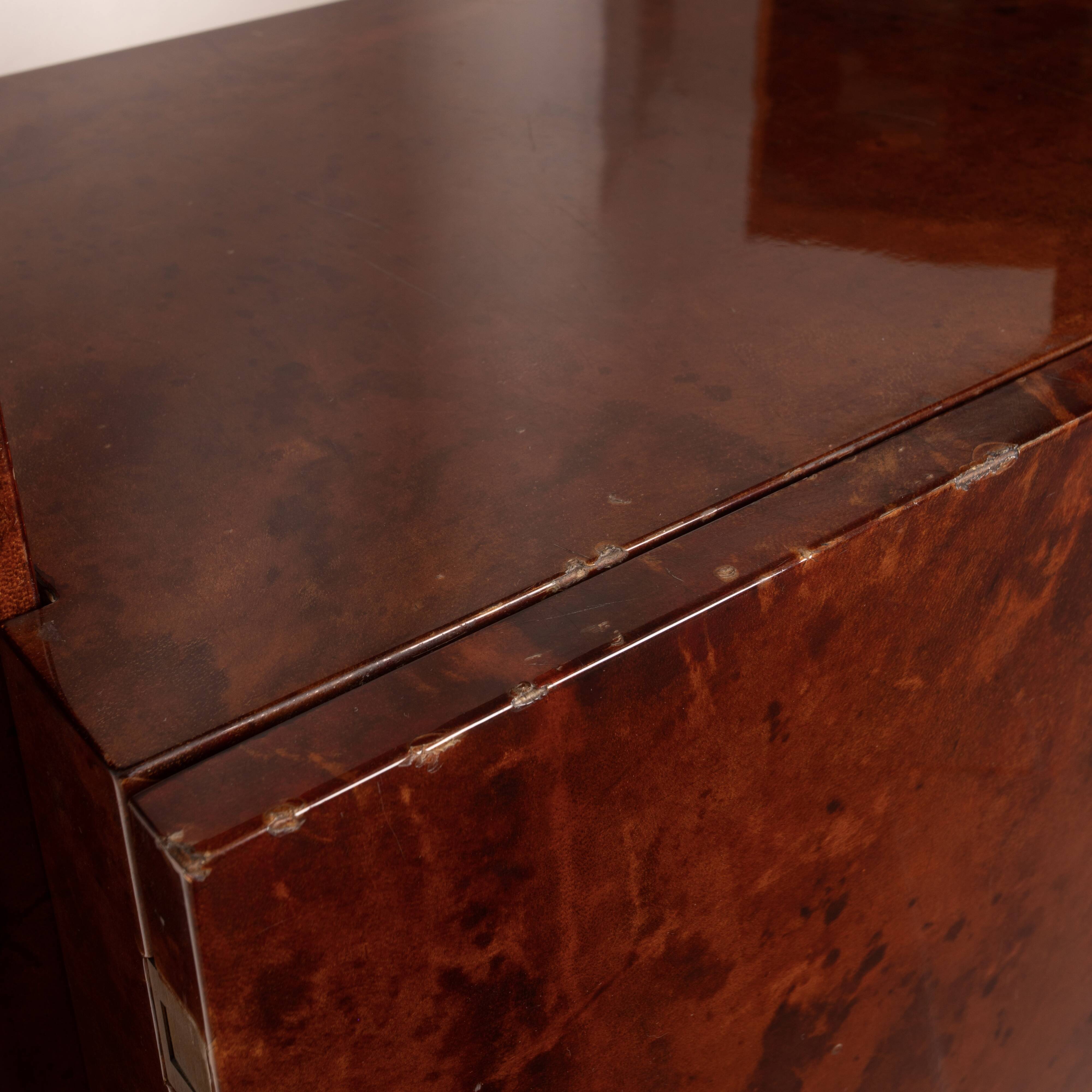 Parchment bookcase by Aldo Tura for Tura Milano 1960