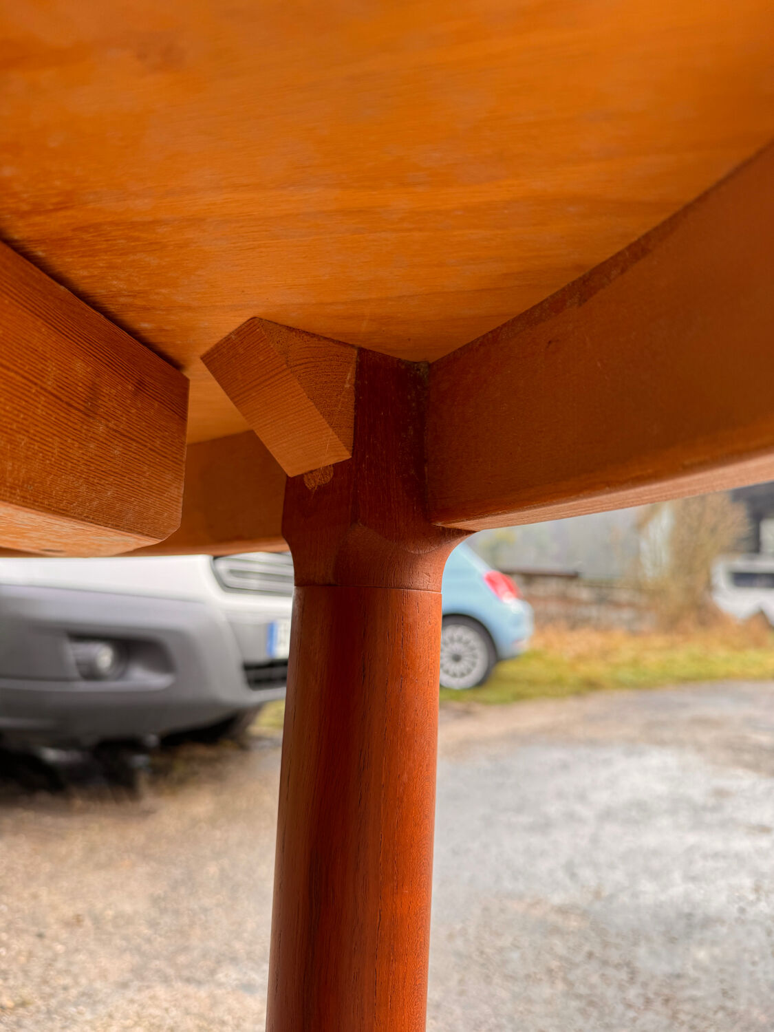 Scandinavian table in teak, design by Harry Ostergaard.