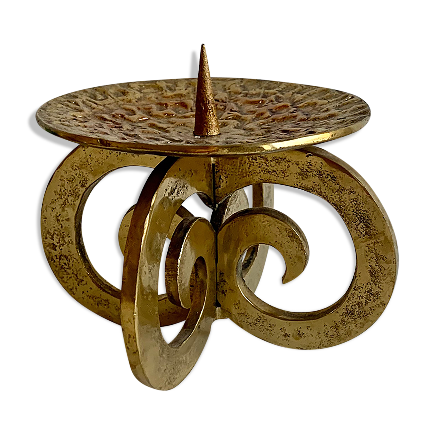 Brutalist bronze candleholder, 1970s