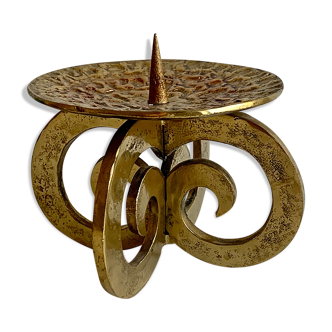 Brutalist bronze candleholder, 1970s