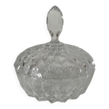 Large vintage pressed glass candy box – diamond pattern