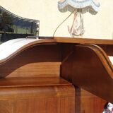 Cozy set and Art Deco bed in solid walnut
