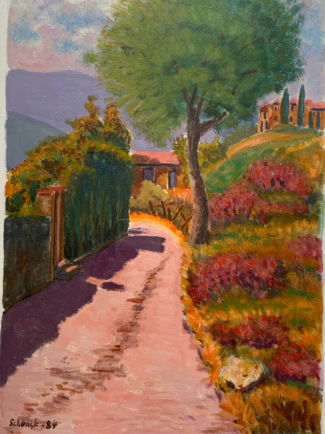 Chemin de Fabron Nice old painting signed dated vintage