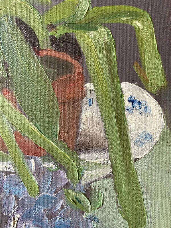 Tableau nature morte pot de fleur vintage années 70