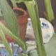 Still life painting vintage flower pot 70s