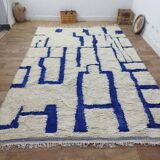 Azilal vintage rug 310x200 cm - Blue geometric patterns