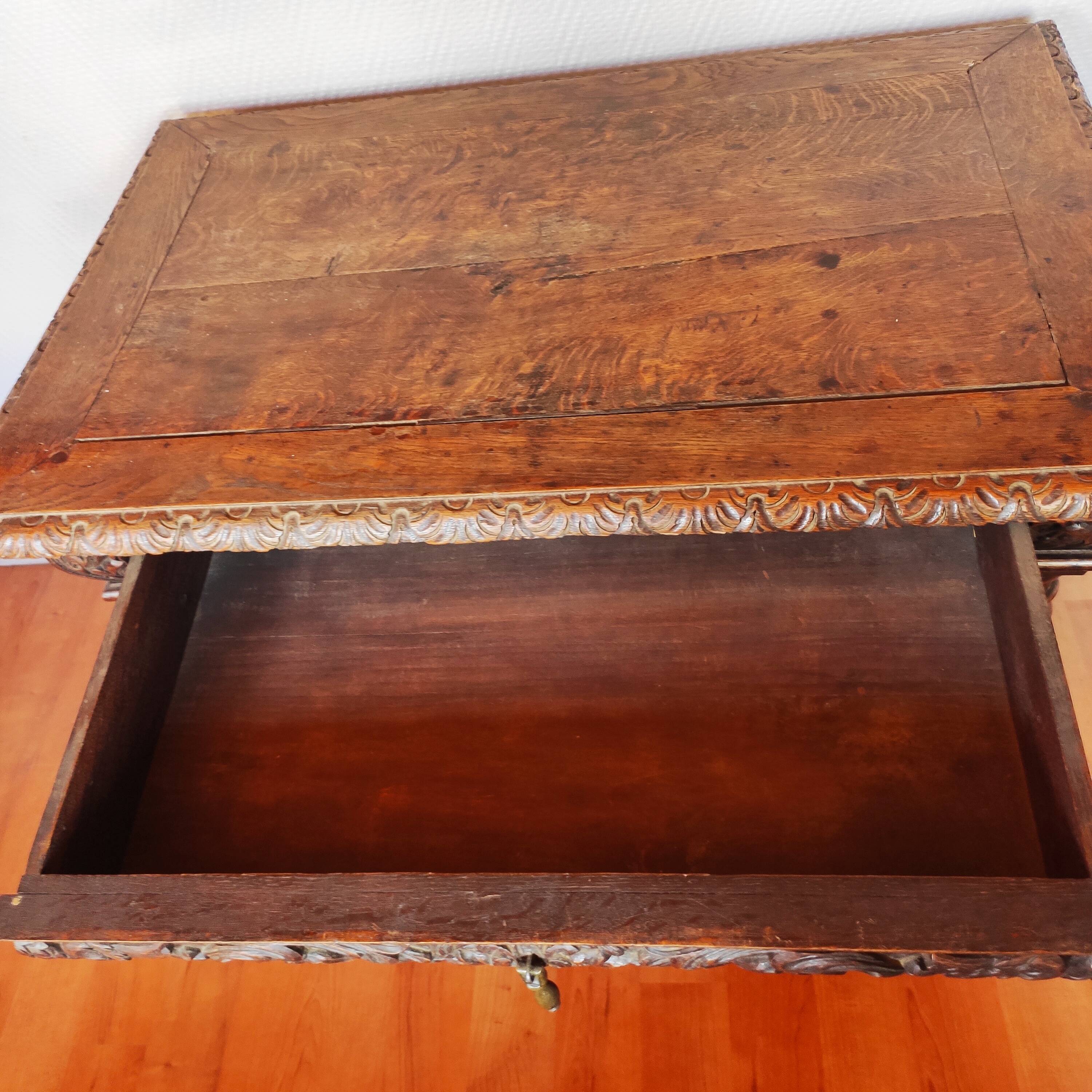 Louis XIII style oak desk table