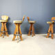 Set of 4 vintage brutalist bar stools, 1960s