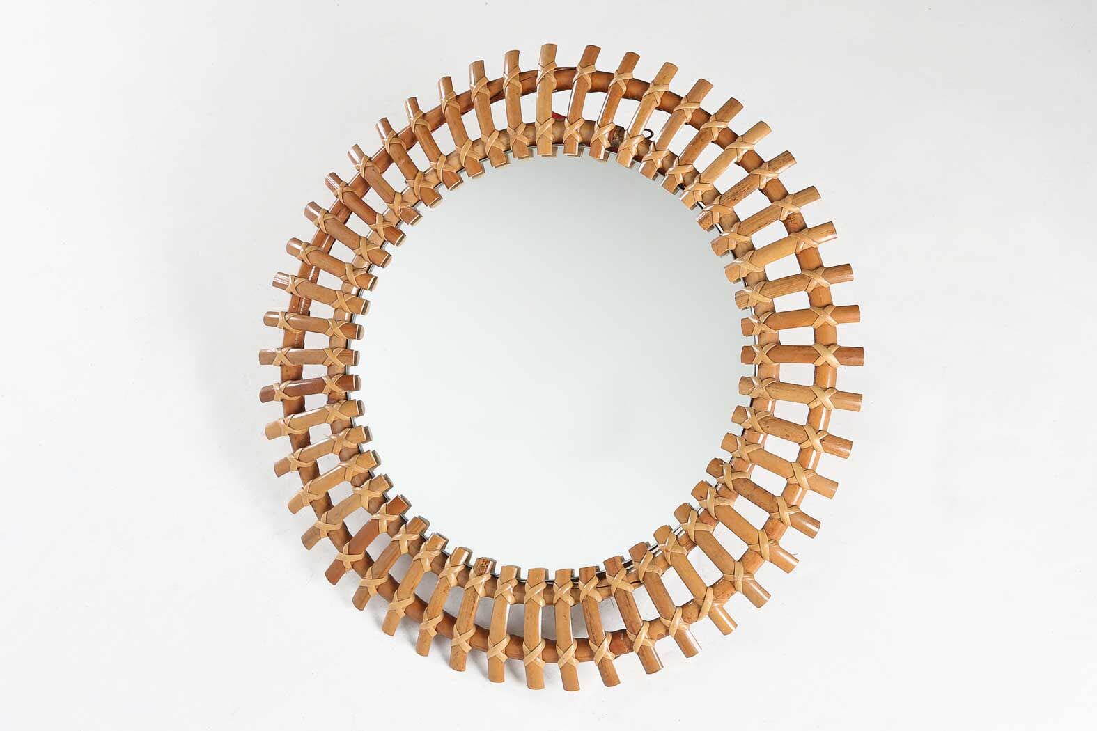 Rattan round mirror ca.1950
