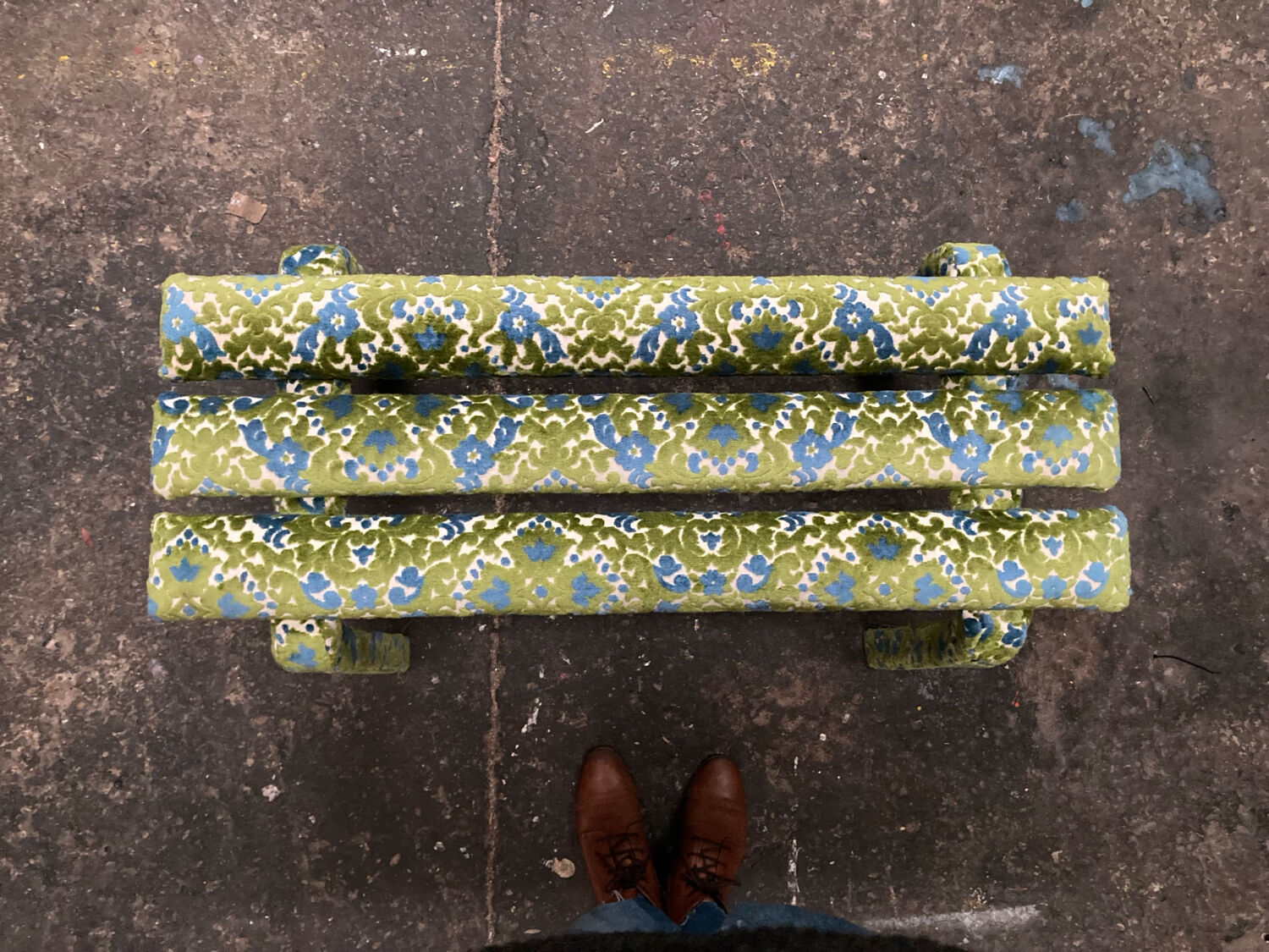 Floral velvet bench