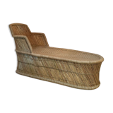 Honeycombed chaise longue bamboo and vintage rattan