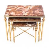 Set of tables with a marble top, France.