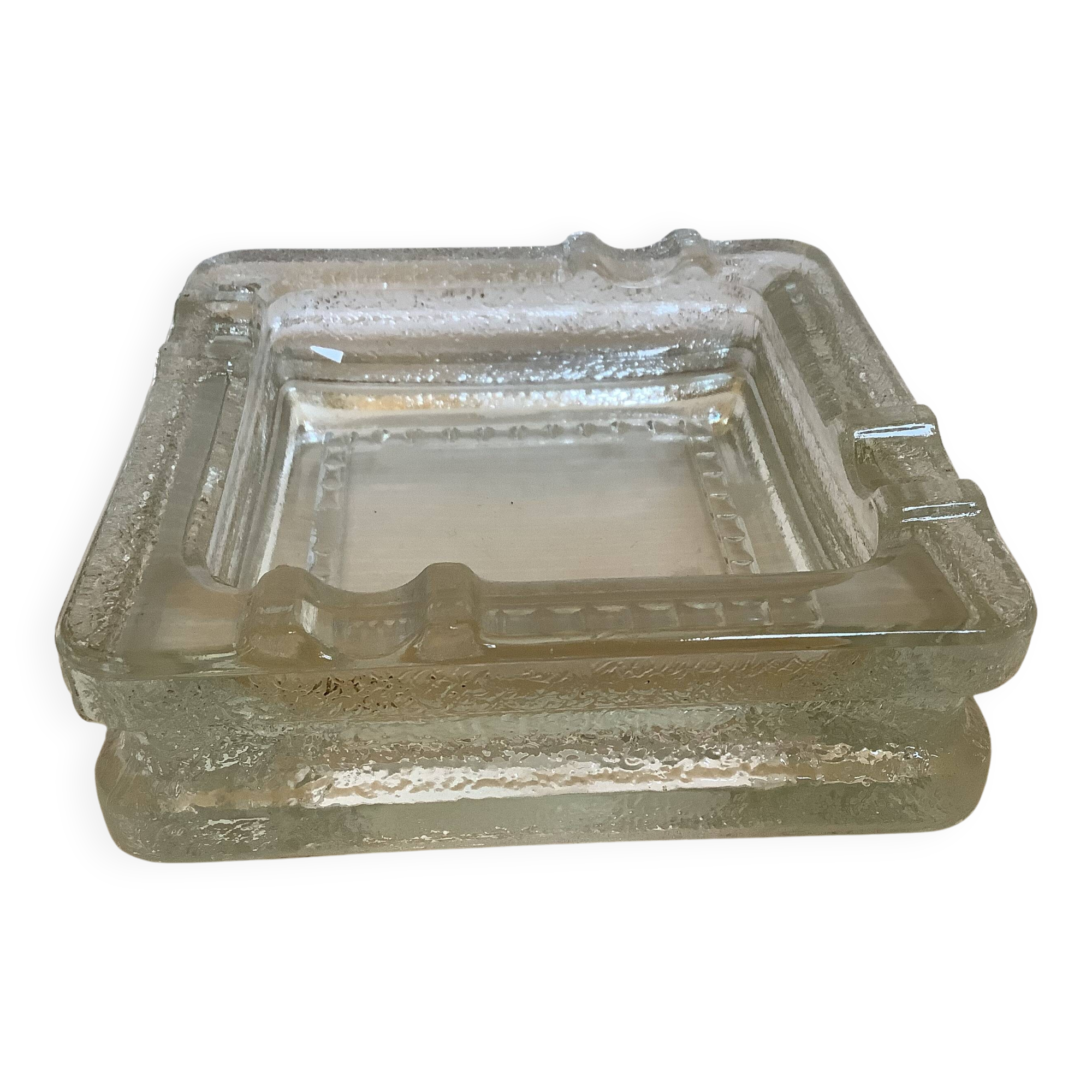 Thick glass ashtray