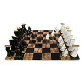 Porcelain chess set in a mahogany box