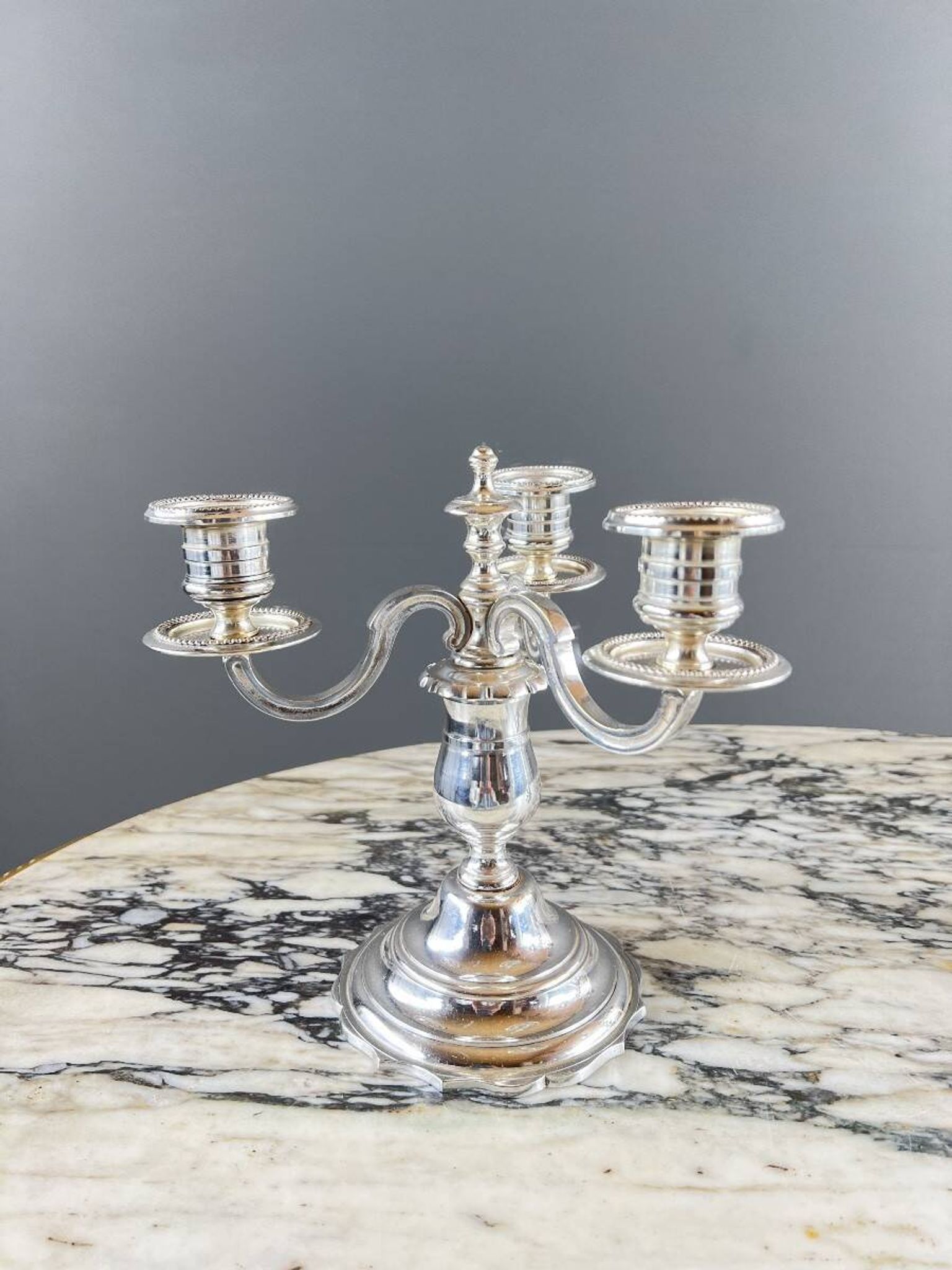 Pair of silver-plated candelabra, 20th century