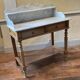 Louis Philip style marble top dressing table or dressing table with walnut base