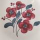 7 Salins Odile soup plates – raspberry flowers & blue border