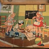 Jeu jura ancien de cubes dans mallette/bois clair 30 pièces années 50