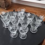 Ensemble de 12 verres vintage gravés