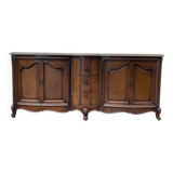 Enfilade en noyer de style Louis XV en noyer et marbre