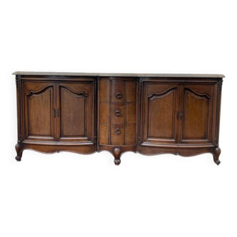 Enfilade en noyer de style Louis XV en noyer et marbre