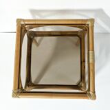 Two stackable rattan and bamboo Maugrion coffee tables
