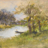 'The Boat on the River' by Pompeo Mariani
