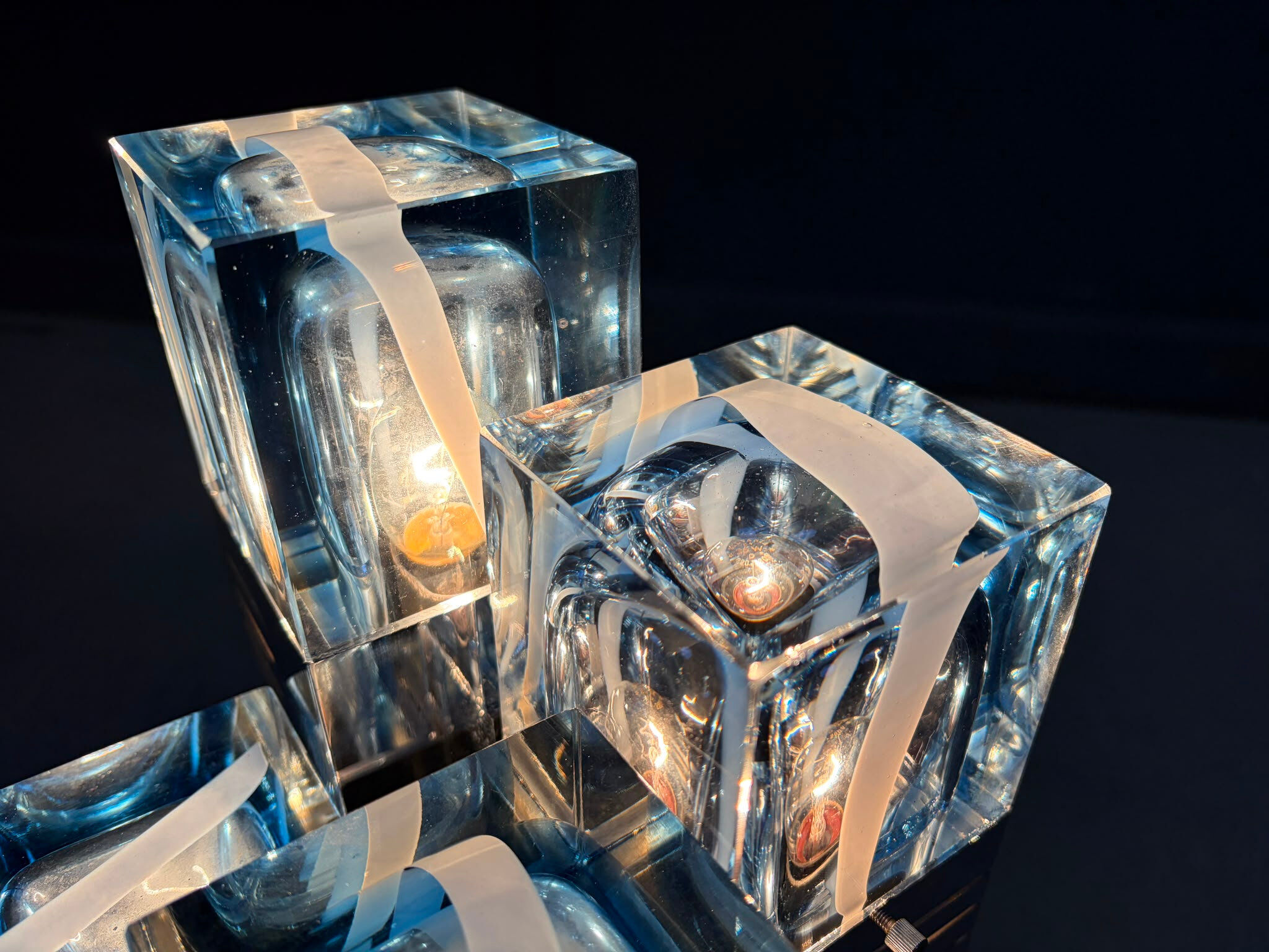 Vintage Cubico table lamp by Gaetano Sciolari, 1970s