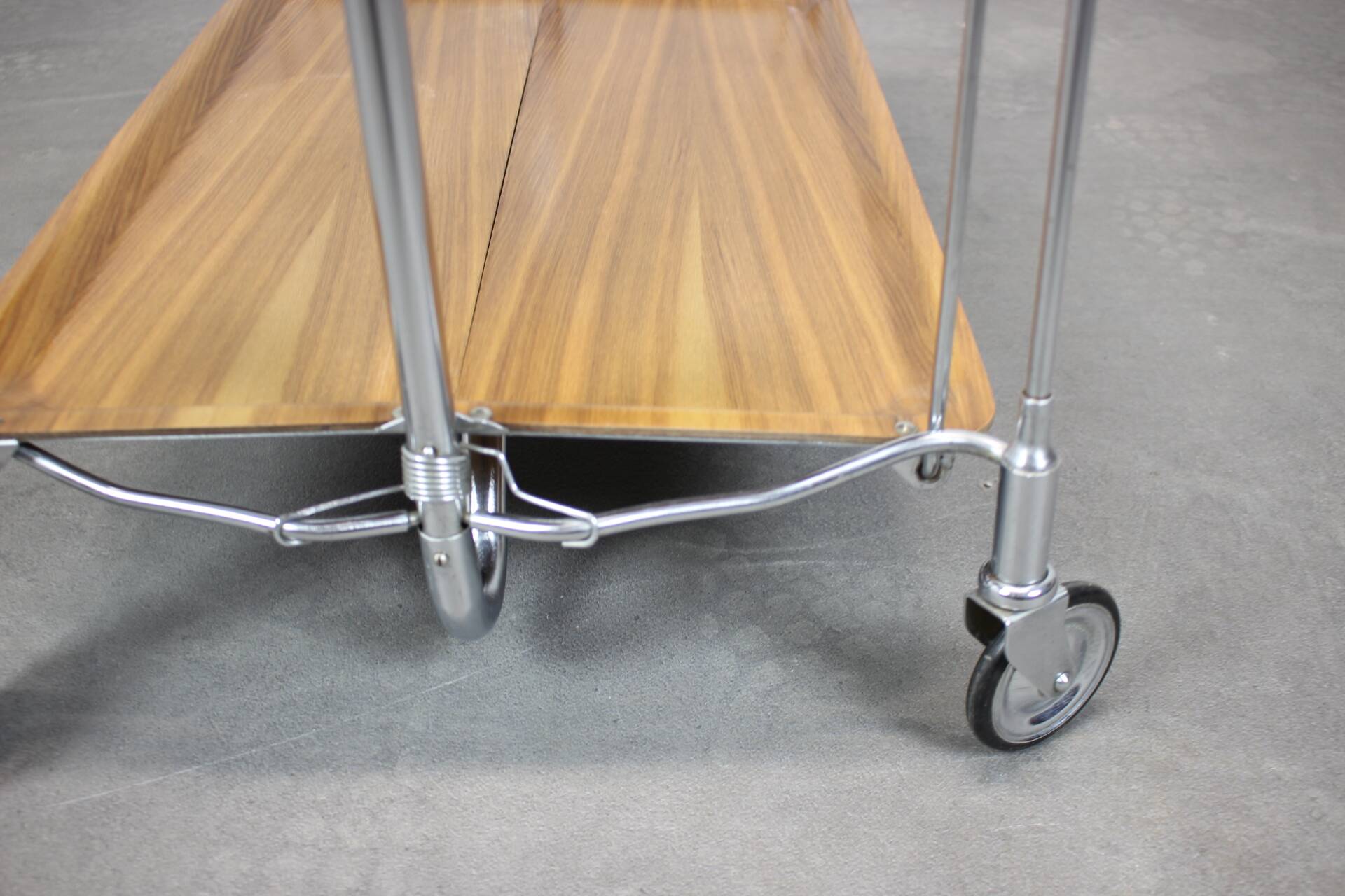 Vintage chrome folding service trolley, 1950s