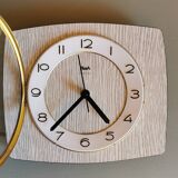 Vintage formica clock silent rectangular wall clock "Flash gray white"