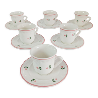 Set of 6 coffee cups with saucers quadrifoglio