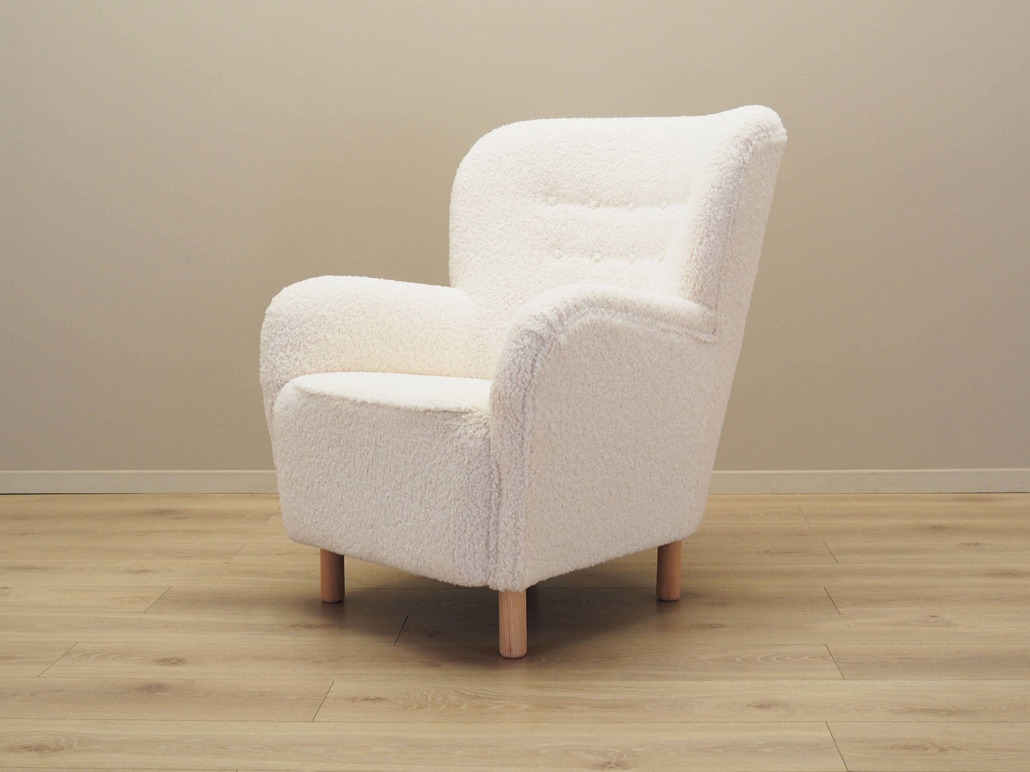 White armchair, Scandinavian design, production: Denmark