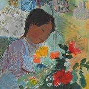Nancy DELOUIS : Petite fille, lithographie originale signée