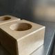 Pair of vintage travertine cube candlesticks from the 70s