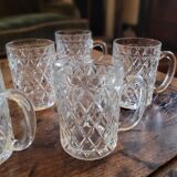 6 mazagrans en verre pressé motif diamant