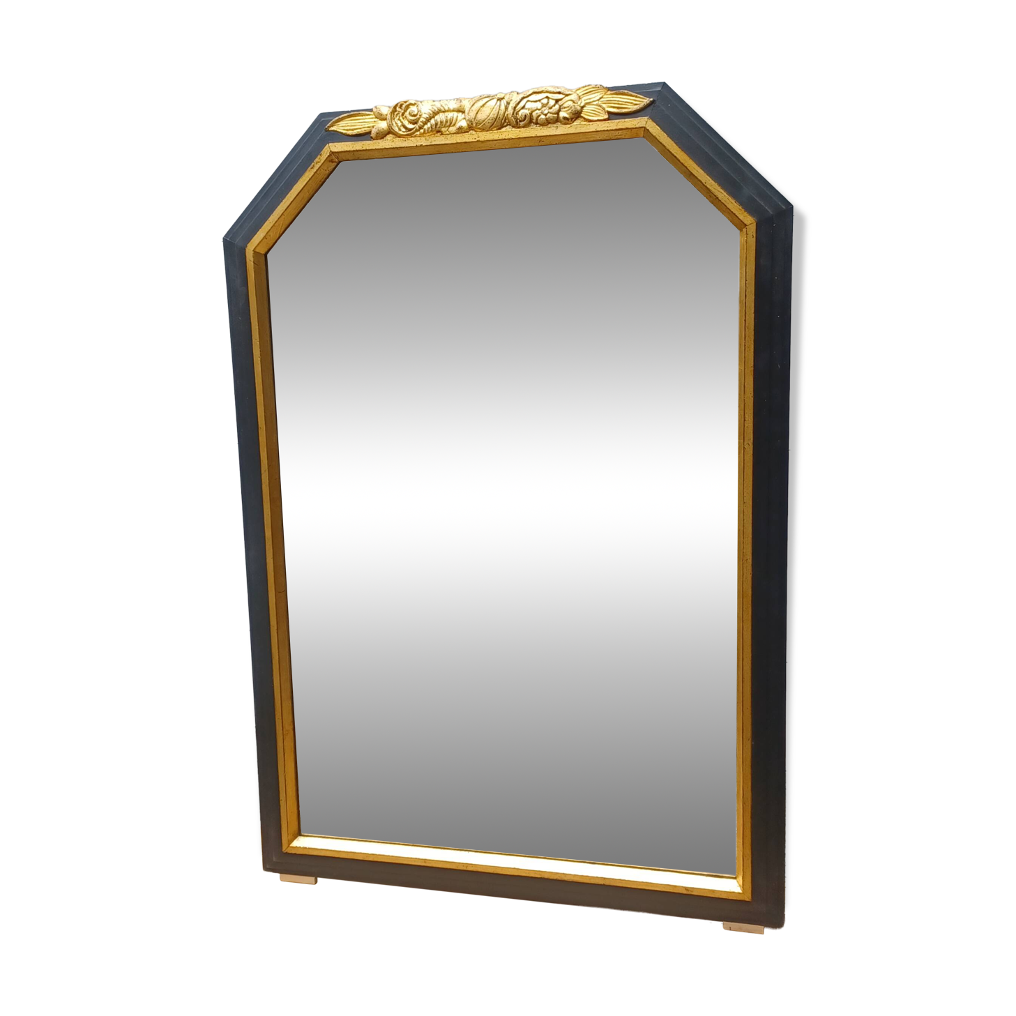 Black and gold art deco style mirror - 110cm x 78cm