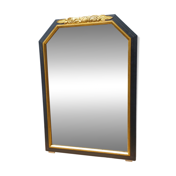 Miroir noir et dore de style art deco - 110cmx 78 cm