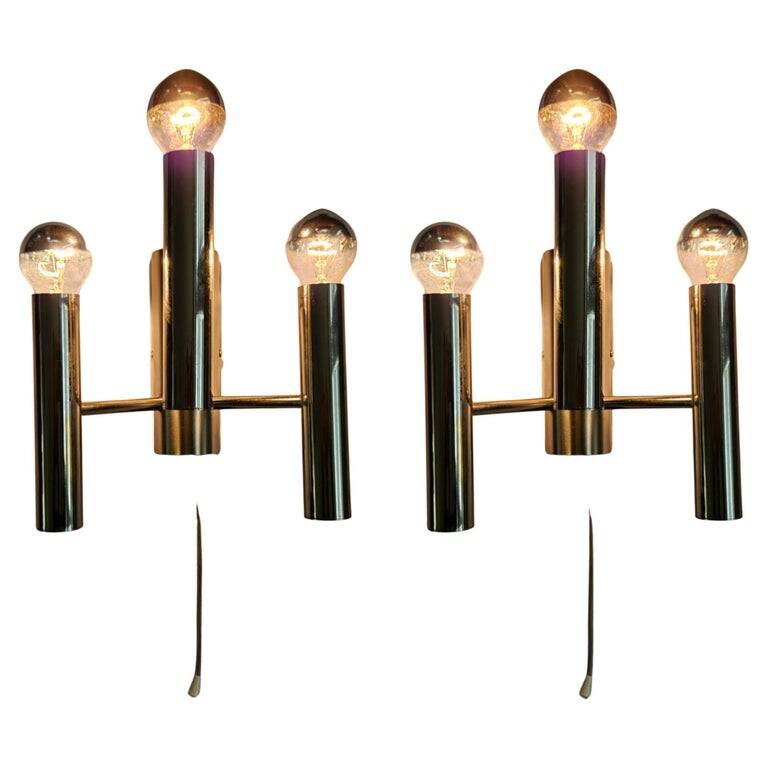 Set of Two Rare Midcentury Wall Lamp, Gaetano Sciolari, Italy, 1970s