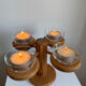 Vintage Mid Century Large Wood Candelabra With Four Glass Cups
