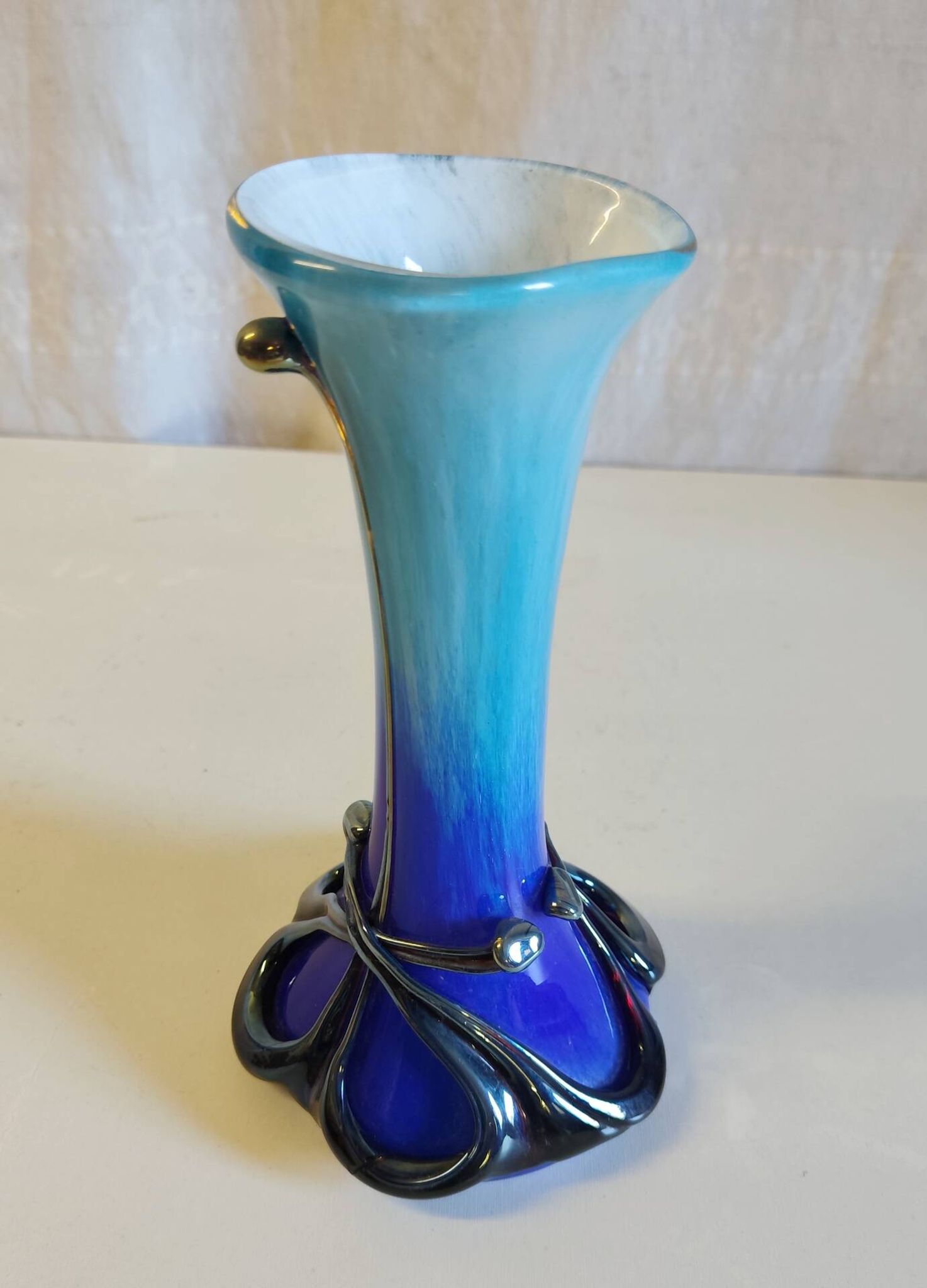 Art Nouveau vase in Biot glass by J.M. OPERTO - mid 20th century